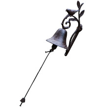 wandhängende türklingel mit vögelndekor, vintage metall