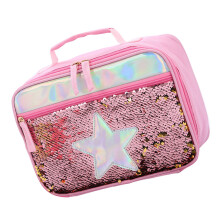 lunchbox mit pailletten, isoliert, mit aluminiumfolie, pink