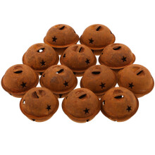 12Pcs Brown Rusty Metal Christmas Bells with Star Cutouts Jingle Bells