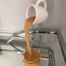 Creative Floating Coffee Cup Sculpture 5.9 inch Kitchen Restaurant Mug Decor Pouring Spilling Decoration