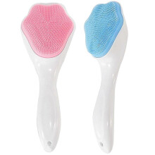 Silicone Cleansing Brush Exfoliating Brush, 2-Pack Manual Handheld Cleansing Brush Blackhead Brush (Blue, Pink)