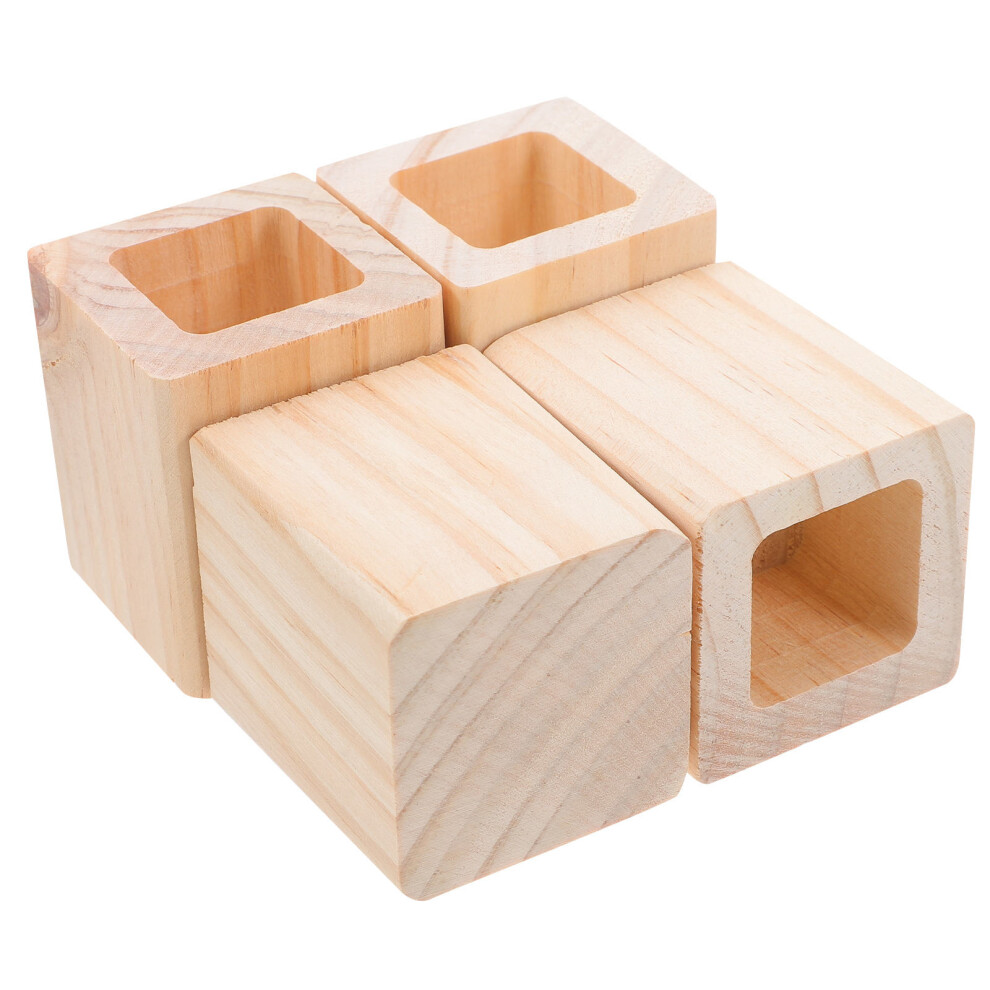 4Pcs Wooden Square Furniture Risers For Desk Chair Table Heightening 3322437916134