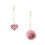 One Pair Heart Shaped Pendant Earring With Fluffy Ball Dangle 5