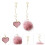 One Pair Heart Shaped Pendant Earring With Fluffy Ball Dangle 4