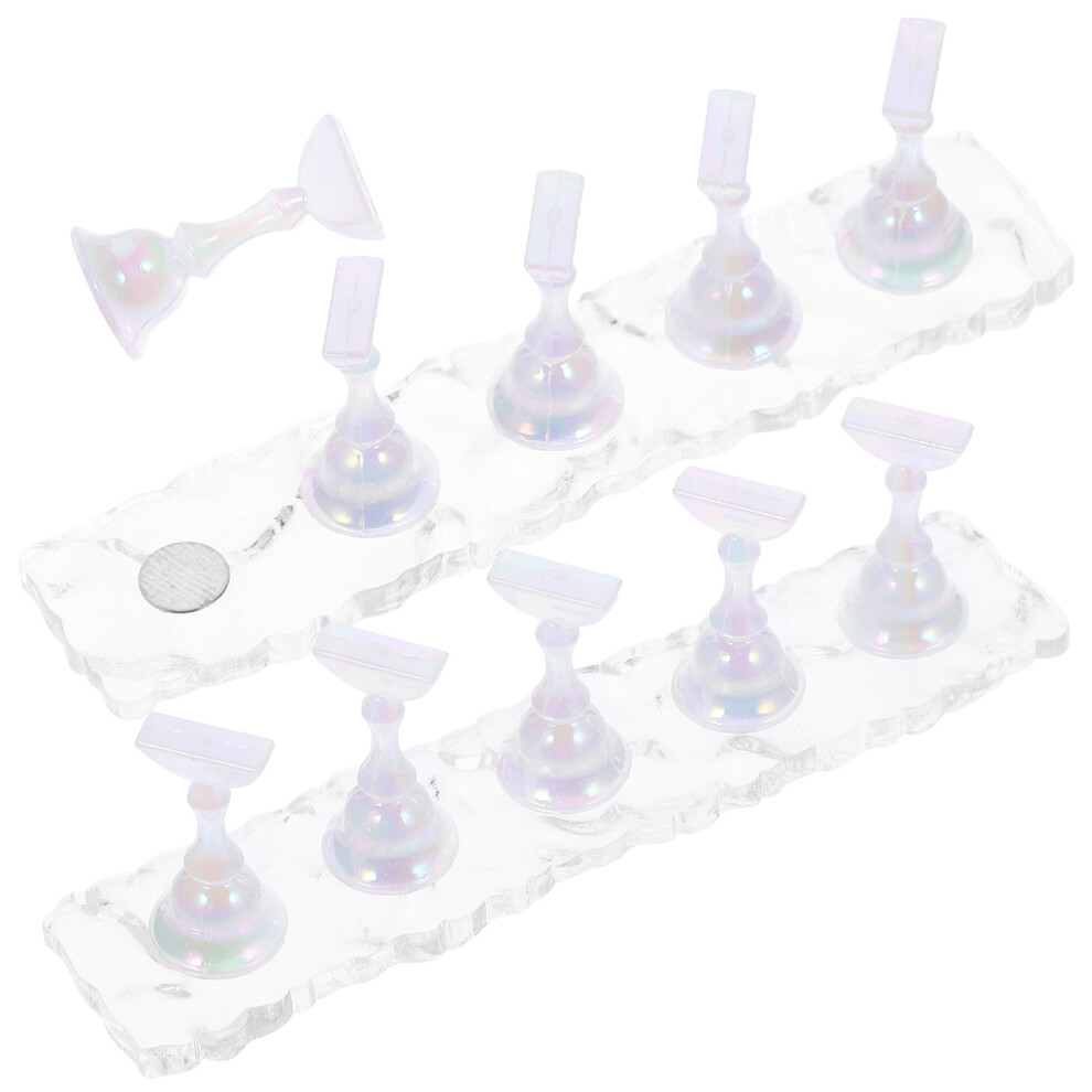 Villcase 2Sets Durable Acrylic Nail Painting Stand White Press On Nail Holder