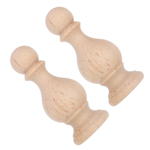 Wood Finials For Home Decor Beige 2pcs Structural Support