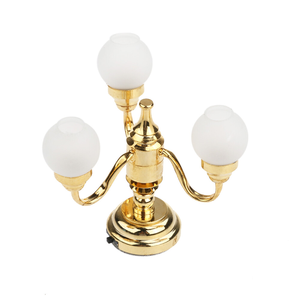 1/12 Mini Brass Chandelier 3-Arm LED Ceiling Light-image-OPC-PKTQ9NQ-NEW