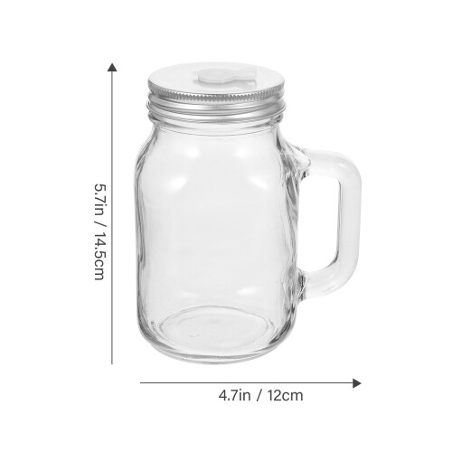 2 Sets Glass Juice Bottle with Straw Milk Tea Cup 1