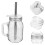 2 Sets Glass Juice Bottle with Straw Milk Tea Cup 4