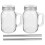 2 Sets Glass Juice Bottle with Straw Milk Tea Cup 1
