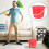 Durable Plastic Bucket Portable Cleaning Bucket Red 2pcs 11
