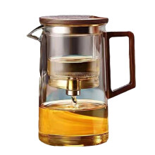 Teapot with Infuser 500ml/750ml Glass Tea Kettle Strainer, Wooden Handle, Dishwasher Safe Magic Teapot Loose Leaf Tea