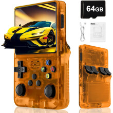 (Orange-64GB) R36S Retro Handheld Games Console -With Open Source Linux System,3000mAh Battery,3.5 Inch HD Screen,20,000 Classic Games,Portable Mini Game Console