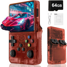 (Red-64GB) R36S Retro Handheld Games Console -With Open Source Linux System,3000mAh Battery,3.5 Inch HD Screen,20,000 Classic Games,Portable Mini Game Console