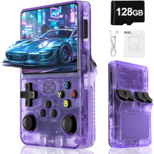 (Purple-128GB) R36S Retro Handheld Games Console -With Open Source Linux System,3000mAh Battery,3.5 Inch HD Screen,20,000 Classic Games,Portable Mini Game Console