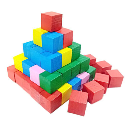 100pcs wooden cube blocks for kids math learning and play