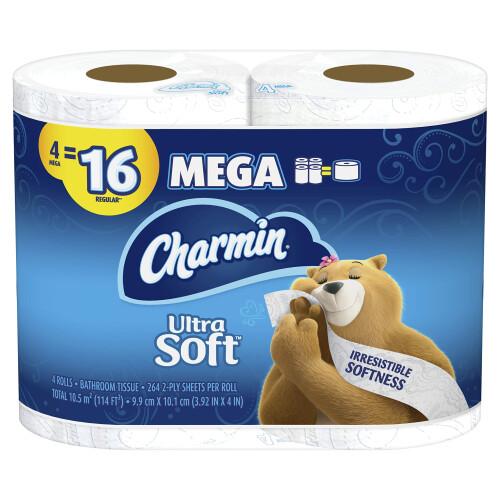 Charmin Ultra Soft Toalettpapper, 4-pack, Vit