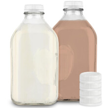 Lager dit hjem 64 oz glasm?lkekande med h?tter (2 pakke) - 64 ounce madklasse glasflasker - opvaskemaskine sikker - flasker til m?lkek?dm?lk honn
