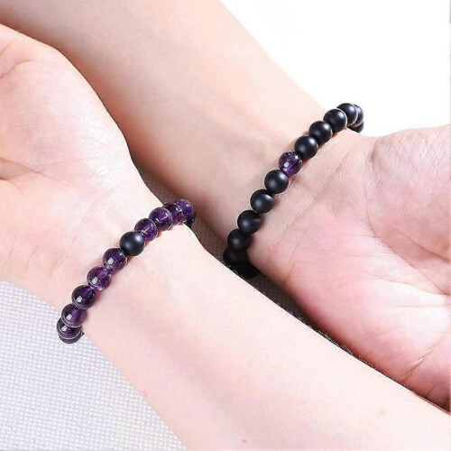 Long Distance Onyx Gemstone Matching Couples Bracelets 1