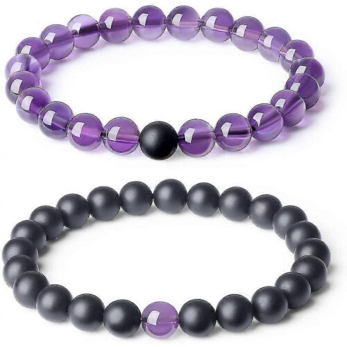 Long Distance Onyx Gemstone Matching Couples Bracelets
