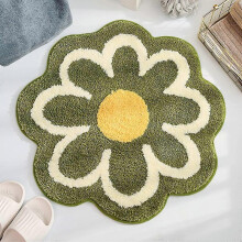 Flower Area Rug Mat Cute Floral Bathroom Rug Soft Microfiber Round Flower Floor Mat Water Absorption