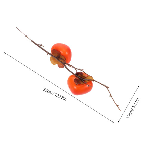 Decorative Fruit Simulated Persimmon Branches Foam Orange 4pcs 2