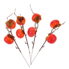 Decorative Fruit Simulated Persimmon Branches Foam Orange 4pcs