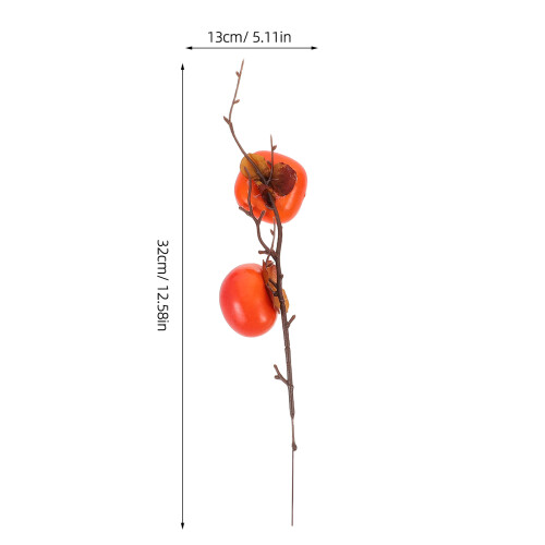 Decorative Fruit Simulated Persimmon Branches Foam Orange 4pcs 1