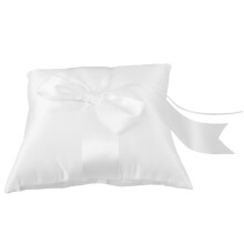 White Wedding Ring Pillow with Bowknot Holder for Ceremony