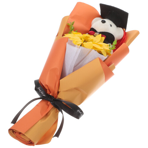 2pcs Graduation Sunflower Bear Bouquet Decoration