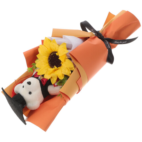 2pcs Graduation Sunflower Bear Bouquet Decoration 2