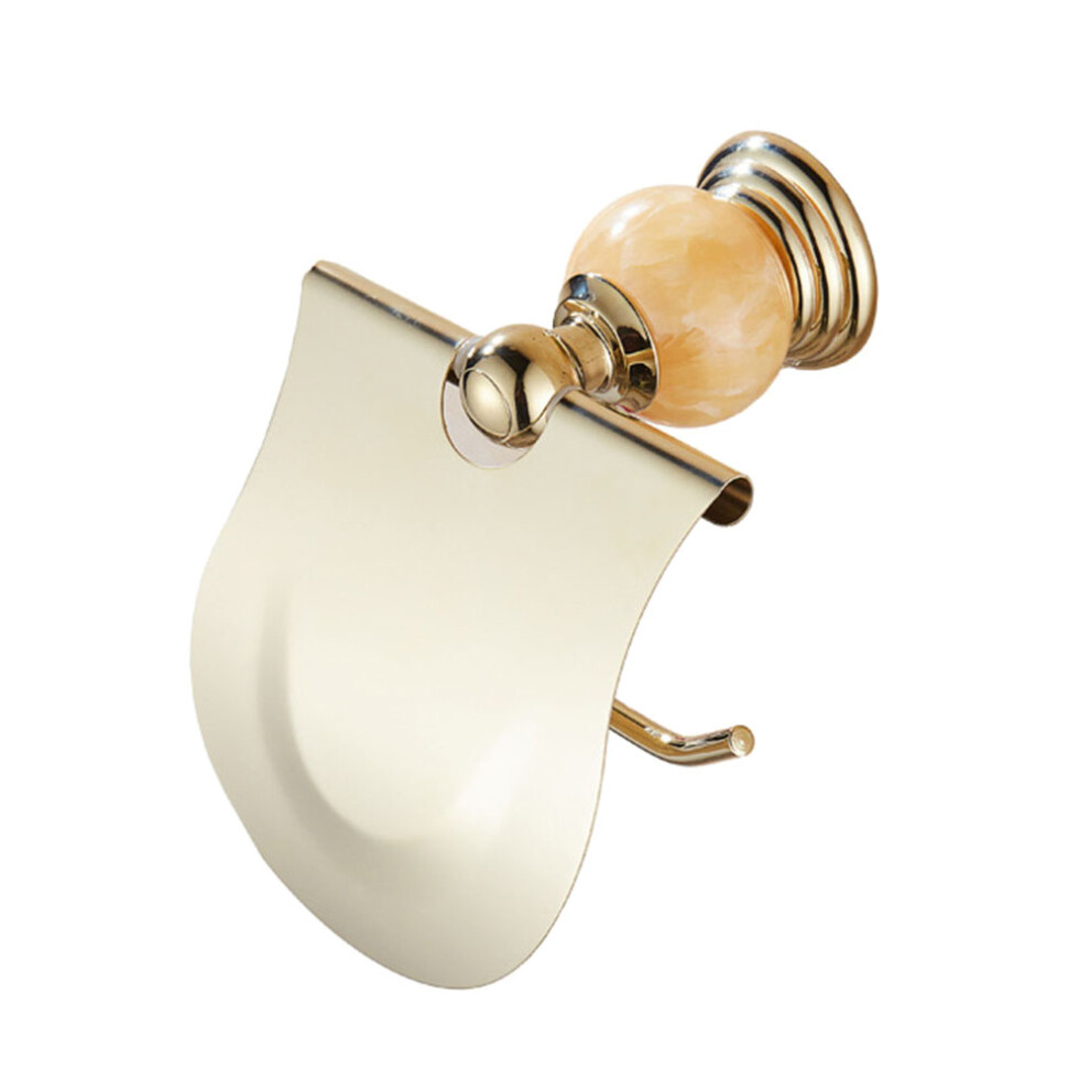 1pc Stainless Steel Gold Plated Jade Roll Toilet Paper Holder-image-OPC-PKTR5JR-NEW