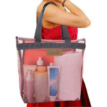 Mesh Shower Bag, Quick Dry Mesh Shower Caddy with Zipper, Mesh Beach Tote Bag, Shower Tote Bag with Handles