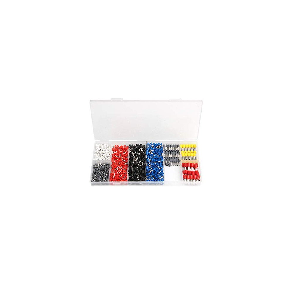 1200Pcs Wire Copper Crimp Connector Copper Ferrules Kit Insulated Cord Pin End Terminal 8Awg-22Awg 9084446179613