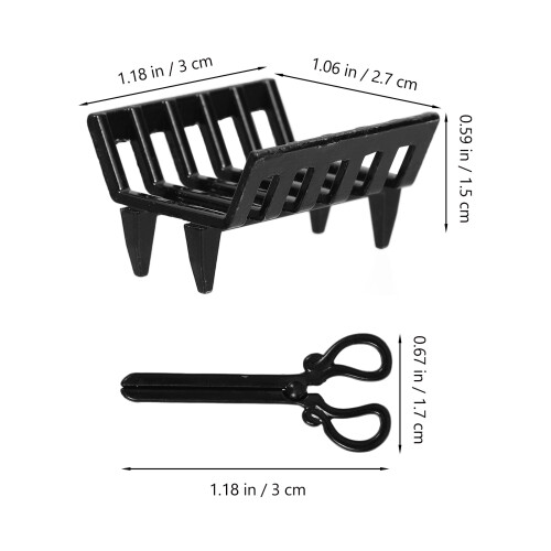 conjunto móveis 1:12 para bonecas com suporte e estante preta 2