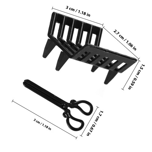 conjunto móveis 1:12 para bonecas com suporte e estante preta 1