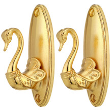 paar vintage-stilige schwan-tüllgardinenhalter mit haken (golden)