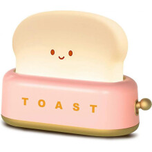 Desk Decor Toaster Lamp, Rechargeable Small Lamp with Smile Face Toast Bread Cute Toaster Shape Room Decor Night Light