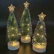 Mini Cedar Christmas Tree with LED Lights, 3 Pack Christmas Tree Decorative Night Light