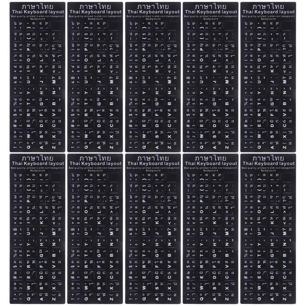 10Pcs Keyboard Stickers Background With Lettering Black/White 3333777685963