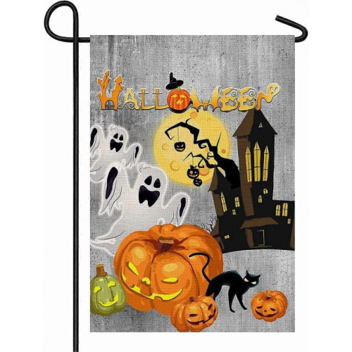 Halloween Garden Flag Vertical Double Sided Burlap Pumpkins Yard Flags
