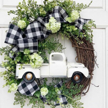 Halloween Wreath, Horror Pumpkin/Farmhouse Truck Wreath, Halloween Wreath Pumpkin Door Wreath