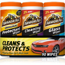 Armor All Protectant glas- en reinigingsdoekjes Doekjes voor auto-interieur en auto-exterieur, 30 stuks per stuk (pak van 3)