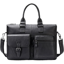 Laptop Bag Men's Large Capacity Single Shoulder Top Layer Cowhide Business Briefcase 41x27 Cm