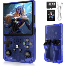 (Blue) R36MAX Retro Handheld Game Console with 64GB Built-in 18000 Classic Games, Portable Video Gaming Console Linux System 4.0 Inch IPS Screen