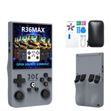 (Gray) R36MAX Retro Handheld Game Console with 64GB Built-in 18000 Classic Games, Portable Video Gaming Console Linux System 4.0 Inch IPS Screen