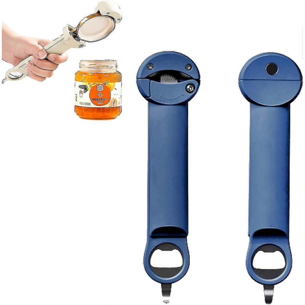 (One Size - Blue) Multi-function Retractable Bottle Opener, Jar Opener, Kitchen Accessories - Yuyu