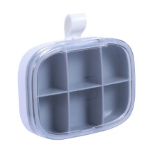 6Gitter Kleiner Pillen Organizer Etui Grau