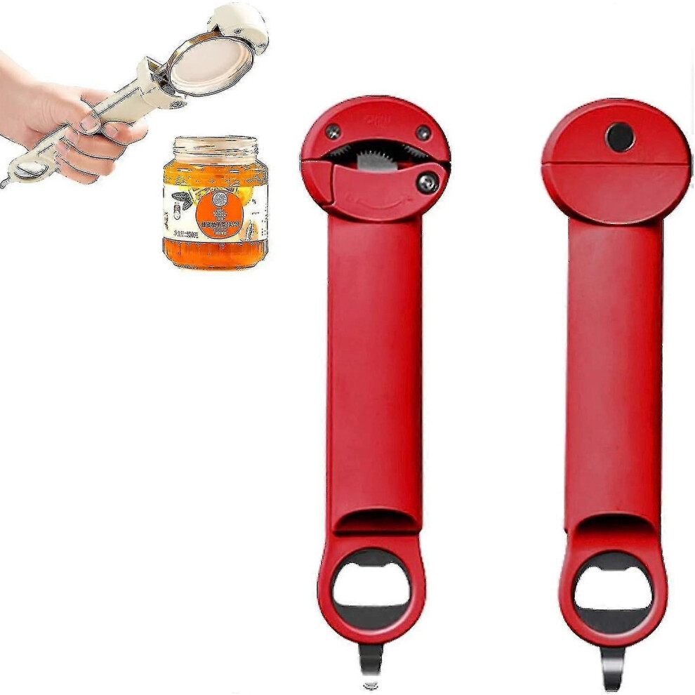 (One Size - Red) Multi-function Retractable Bottle Opener, Jar Opener, Kitchen Accessories - Yuyu