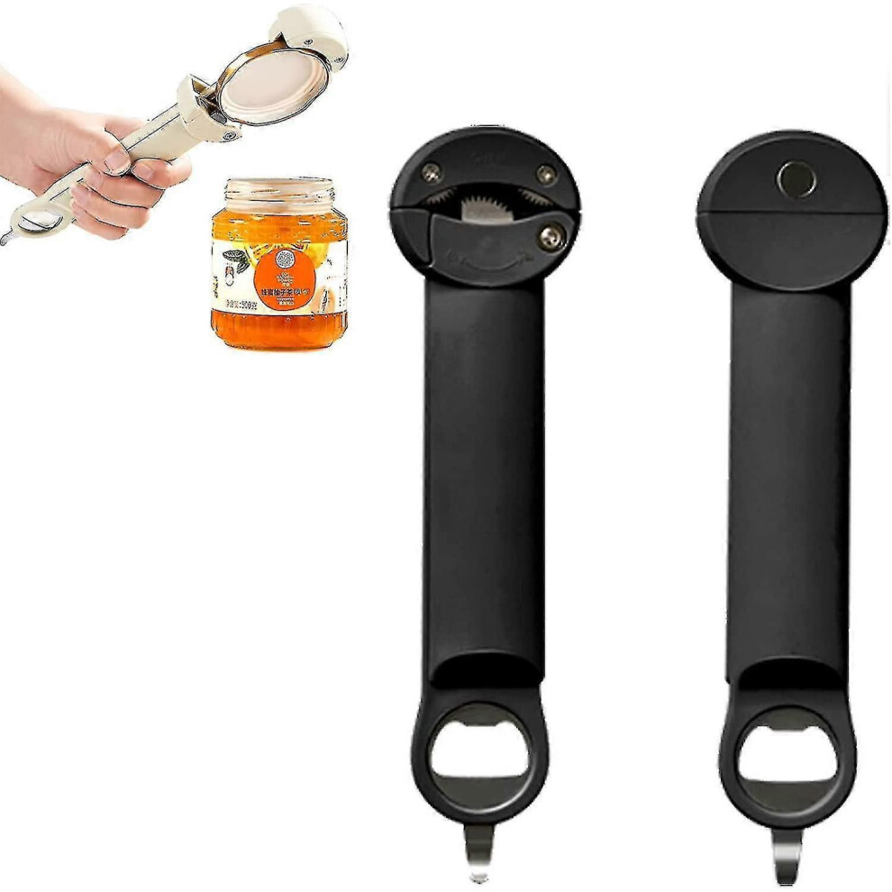 (One Size - Black) Multi-function Retractable Bottle Opener, Jar Opener, Kitchen Accessories - Yuyu
